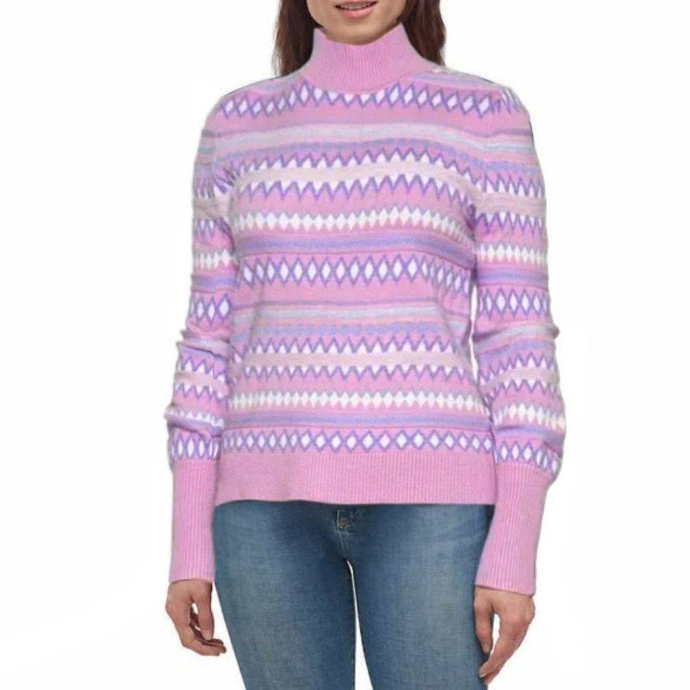 NWT Aspen Women's Super Soft Fair Isle Funnel Neck Sweater